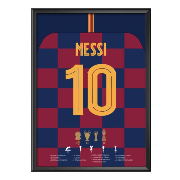 Leo Messi 10 Forma Tasarımlı Poster (Çerçeveli)